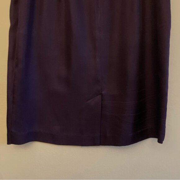 Vintage Jacob 100% Silk Deep Purple Lined Pencil Skirt w Pleated Waist Detail - Picture 13 of 15